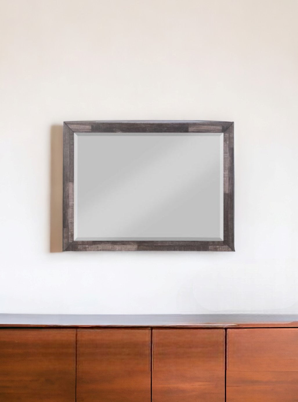 36" Brown Wood Framed Mounted Dresser Mirror