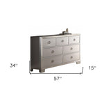 57" Platinum Solid and Manufactured Wood Seven Drawer Triple Dresser