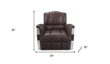 35" Retro Brown Top Grain Leather And Steel Patchwork Club Chair