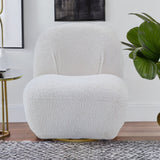 32" White Sherpa Swivel Slipper Chair