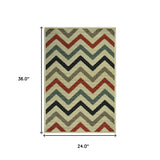 2' X 3' Stone Chevron Stain Resistant Indoor Outdoor Area Rug