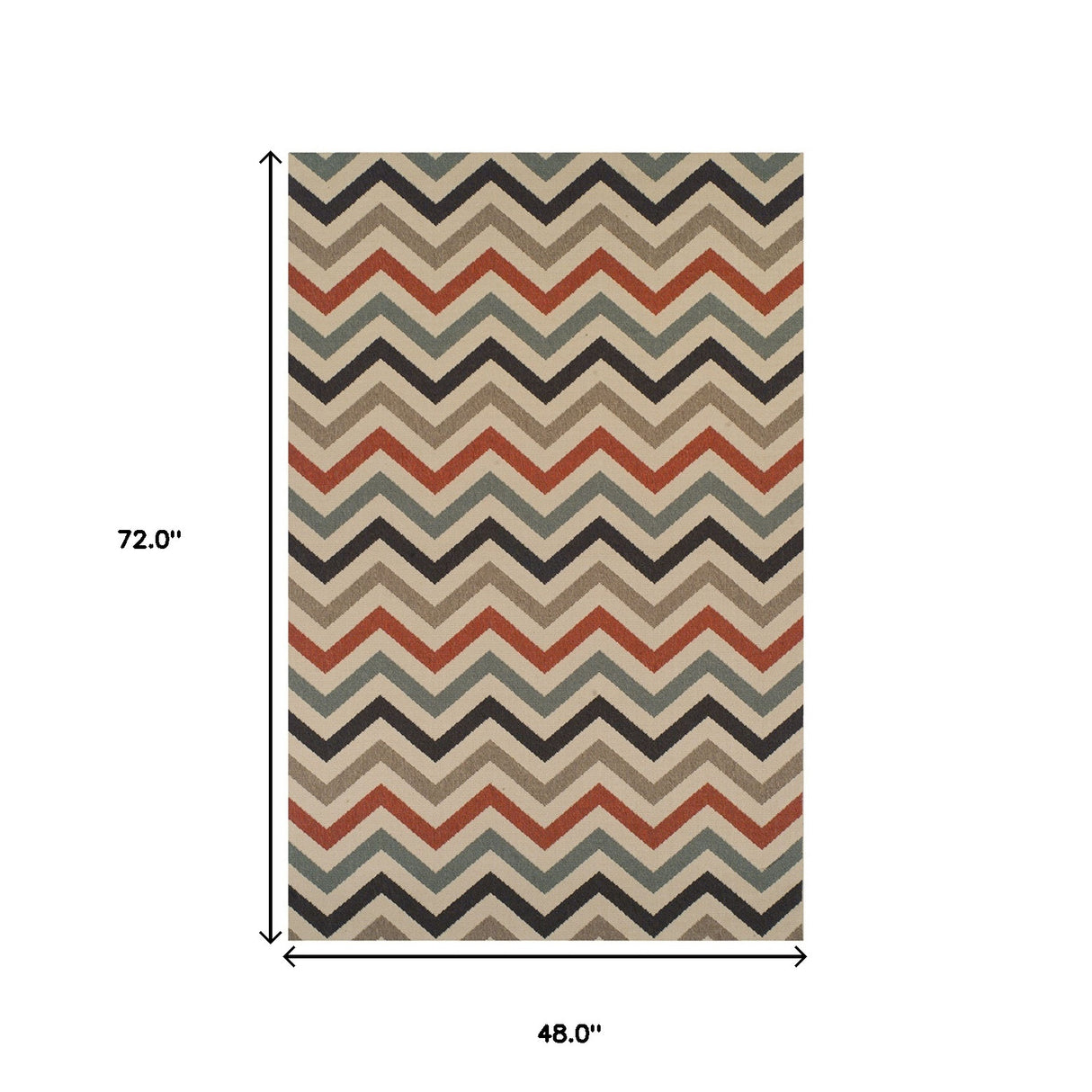 4' X 6' Stone Chevron Stain Resistant Indoor Outdoor Area Rug