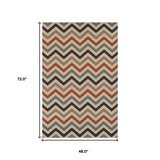 4' X 6' Stone Chevron Stain Resistant Indoor Outdoor Area Rug