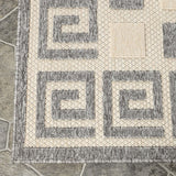 5' X 7' Cream Geometric Stain Resistant Non Skid Indoor Outdoor Area Rug