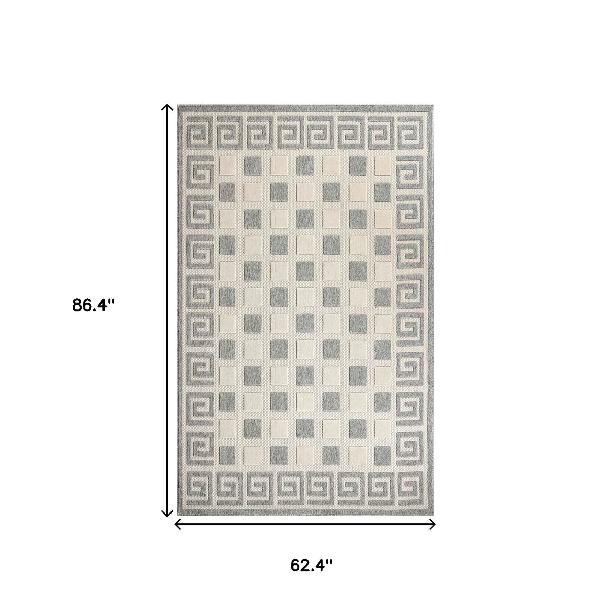 5' X 7' Cream Geometric Stain Resistant Non Skid Indoor Outdoor Area Rug