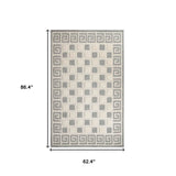 5' X 7' Cream Geometric Stain Resistant Non Skid Indoor Outdoor Area Rug