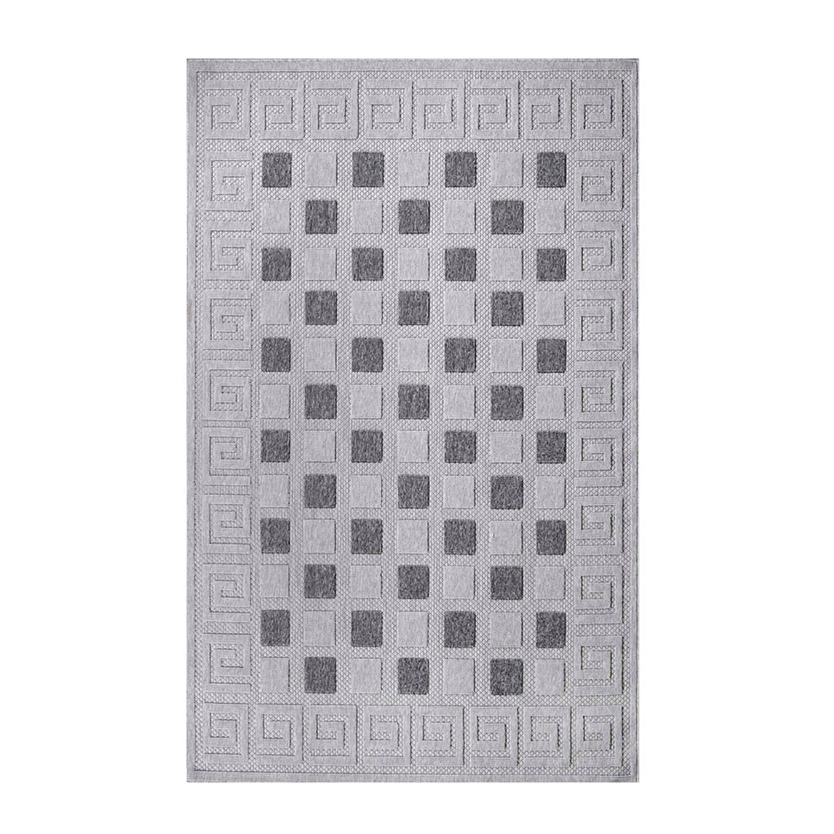 5' X 7' Grey Geometric Stain Resistant Non Skid Indoor Outdoor Area Rug