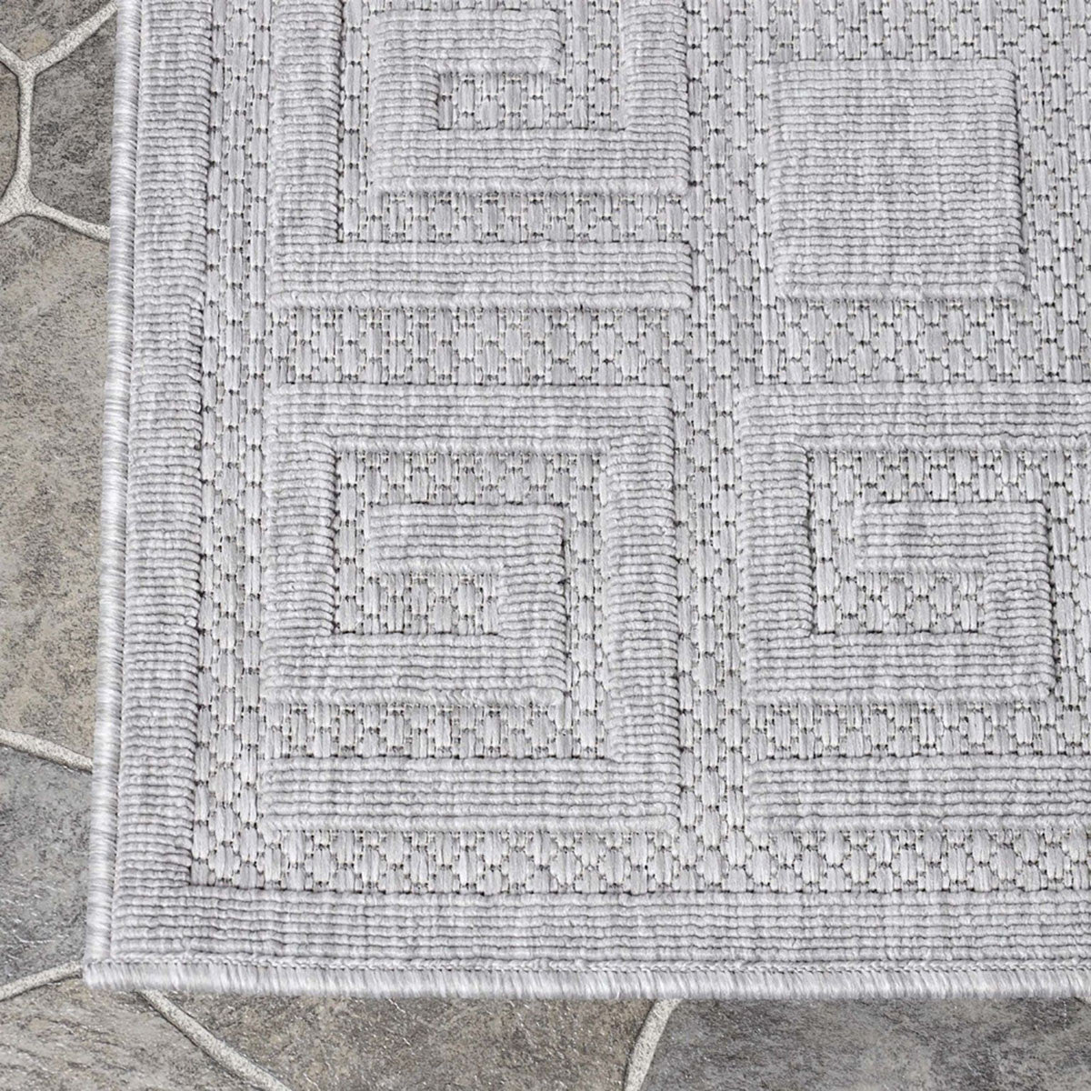 5' X 7' Grey Geometric Stain Resistant Non Skid Indoor Outdoor Area Rug