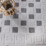 5' X 7' Grey Geometric Stain Resistant Non Skid Indoor Outdoor Area Rug