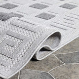 5' X 7' Grey Geometric Stain Resistant Non Skid Indoor Outdoor Area Rug