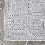 7' X 9' Grey Geometric Stain Resistant Non Skid Indoor Outdoor Area Rug