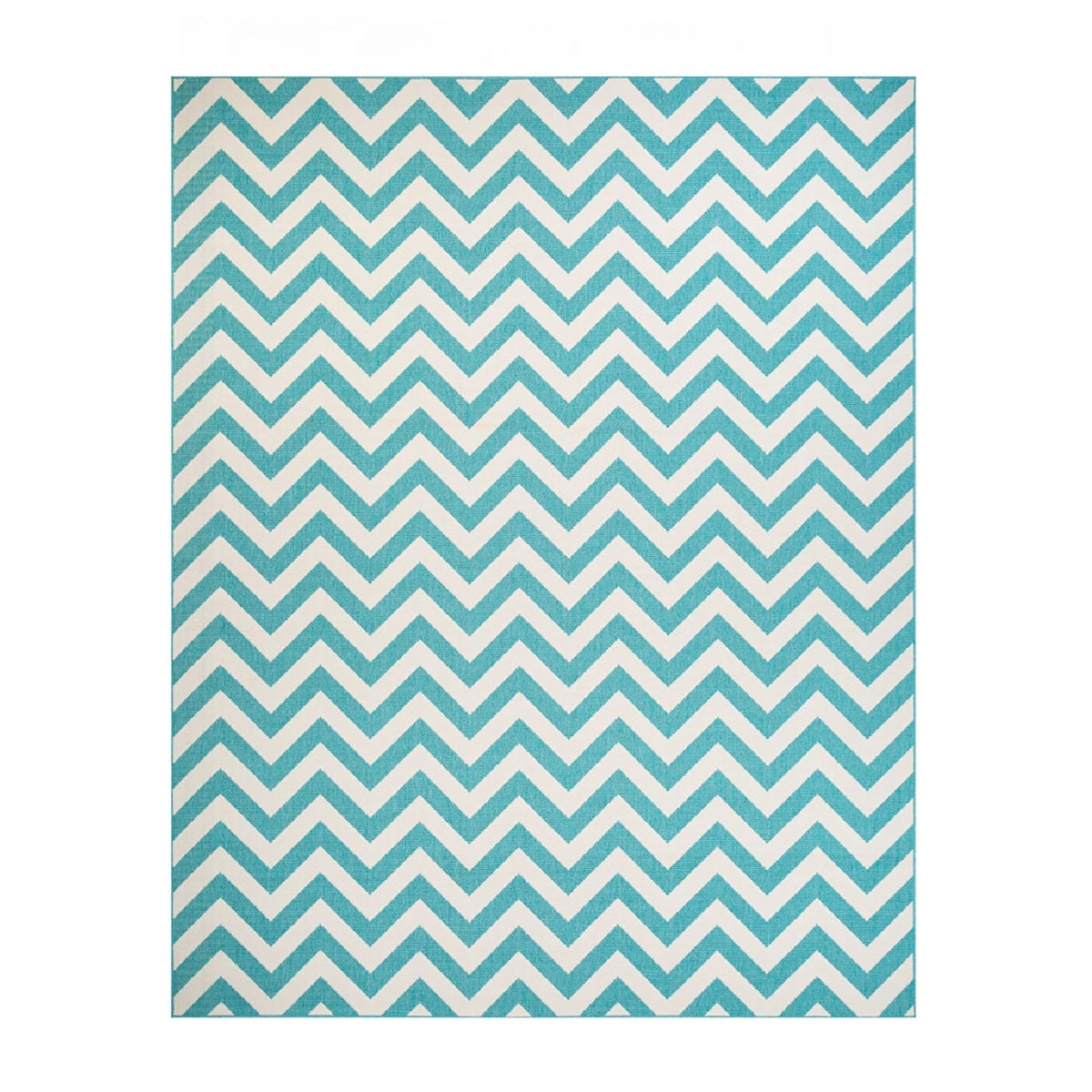 5' X 8' Blue-Green/Cream Chevron Stain Resistant Indoor Outdoor Area Rug