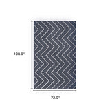 6' X 9' Grey Waves Stain Resistant Indoor Outdoor Area Rug