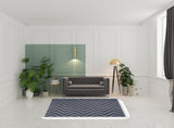 6' X 9' Grey Waves Stain Resistant Indoor Outdoor Area Rug