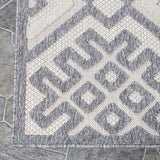 5' X 7' Cream Geometric Stain Resistant Non Skid Indoor Outdoor Area Rug