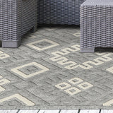 6' X 9' Grey Geometric Stain Resistant Non Skid Indoor Outdoor Area Rug