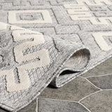 7' X 9' Grey Geometric Stain Resistant Non Skid Indoor Outdoor Area Rug