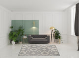 7' X 9' Grey Geometric Stain Resistant Non Skid Indoor Outdoor Area Rug