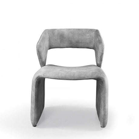 25" Light Grey Velvet Solid Color Side Chair