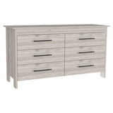 32" Light Gray Six Drawer Double Dresser