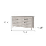 32" Light Gray Six Drawer Double Dresser