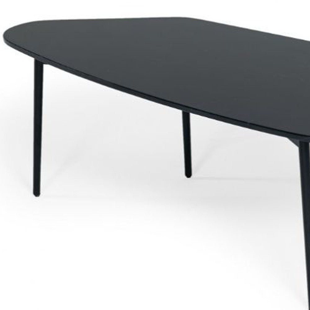 47" Black And Black Marble Stone Free Form Coffee Table