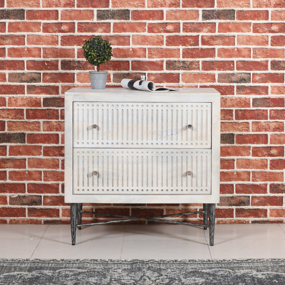 28" Brushed Ivory Two Drawer Nightstand