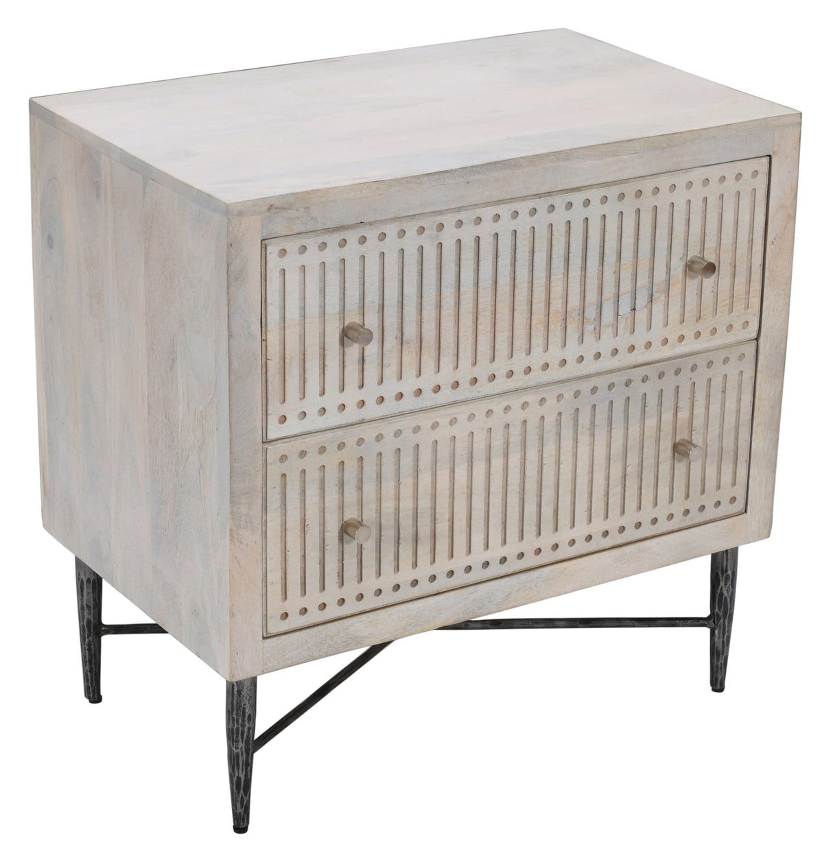 28" Brushed Ivory Two Drawer Nightstand