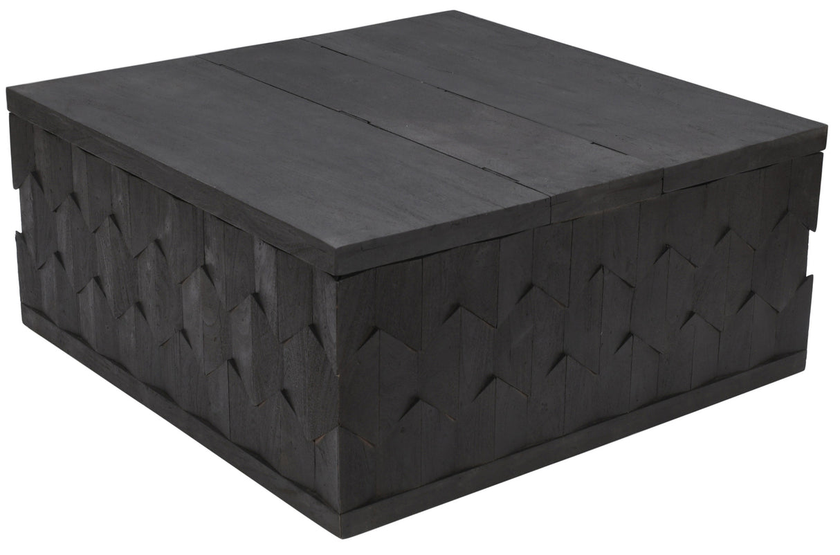 40" Dark Gray Solid Wood Square Distressed Coffee Table
