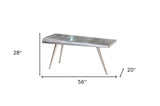 56" Silver Aluminum Three Leg Console Table