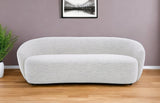 90" Off White Fabric Sofa With Black Legs