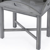 30" Powder Gray Oval Distressed Adjustable Shape Coffee Table