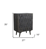 27" Dark Gray Solid Wood Four Drawer Dresser