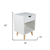 22" White One Drawer Nightstand