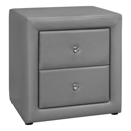 21" Gray Faux Leather Two Drawer Nightstand