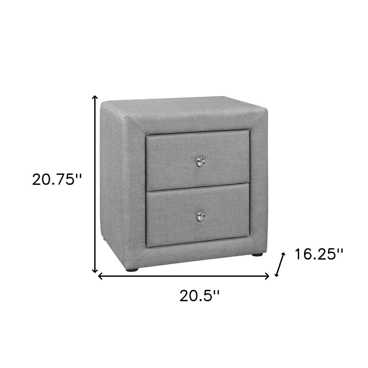 21" Gray Linen Blend Two Drawer Nightstand