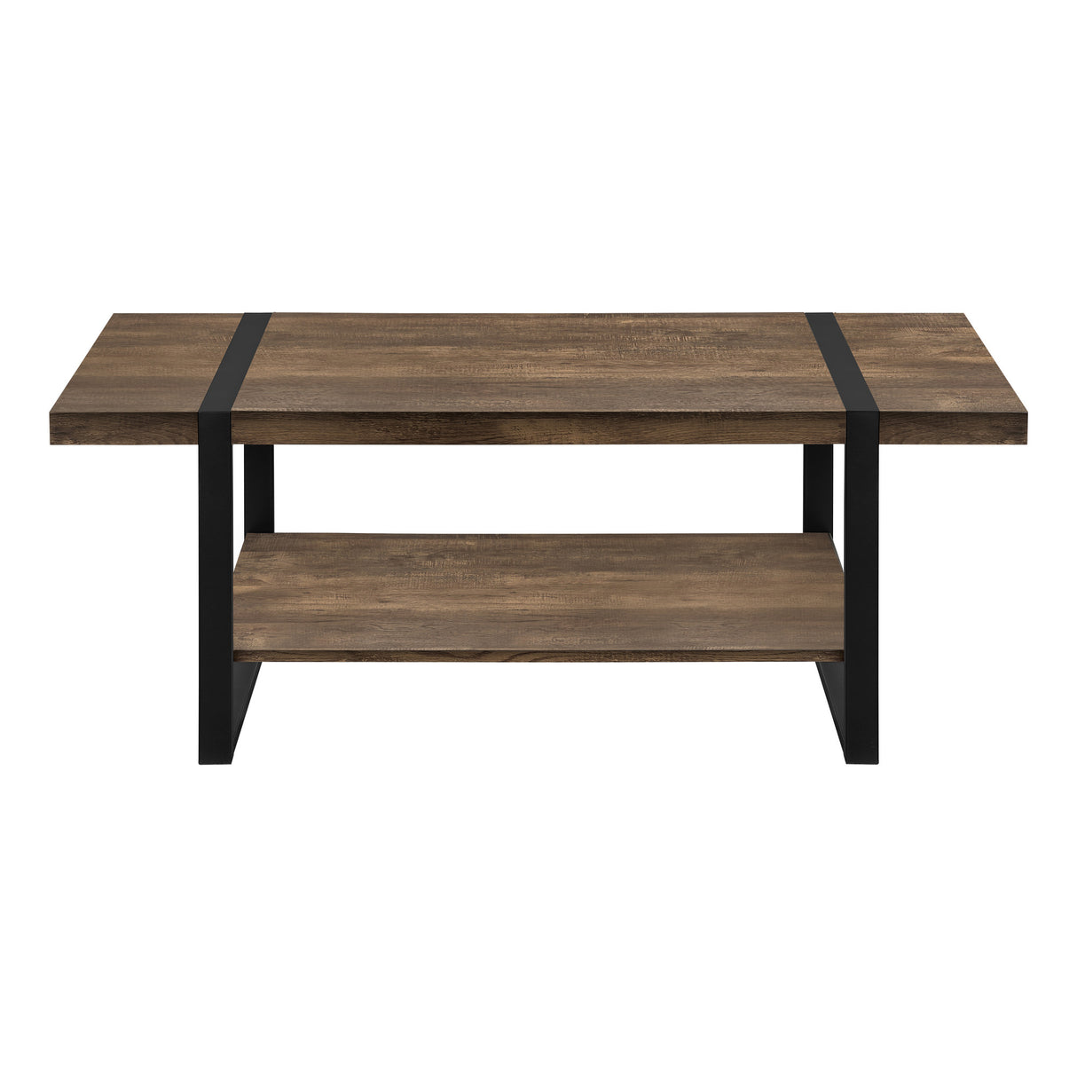 47" Brown And Black Rectangular Coffee Table With Shelf