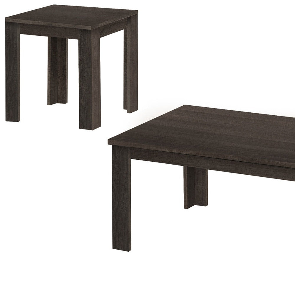 Set Of Three 44" Oak Rectangular Coffee Table