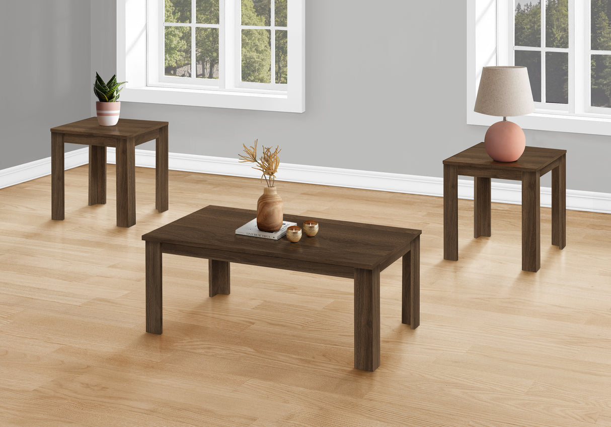 Set Of Three 44" Dark Brown Rectangular Coffee Table