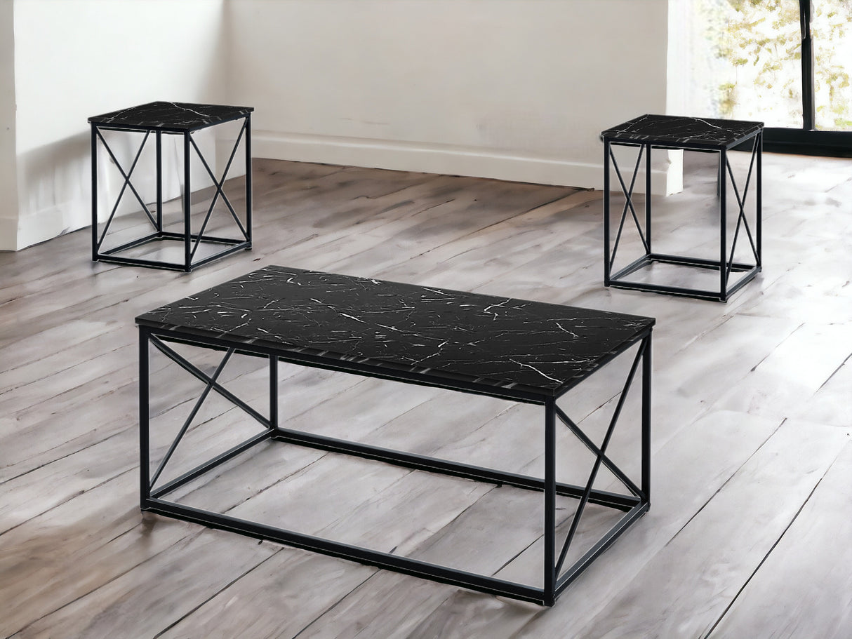 Set of Three 42" Black Metal Coffee Table