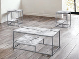 Set Of Three 42" White Rectangular Coffee Table With Shelf