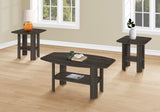 Set Of Three 36" Oak Rectangular Coffee Table With Three Shelves