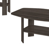 Set Of Three 36" Oak Rectangular Coffee Table With Three Shelves