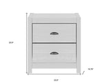 24" White Distressed Solid Wood Two Drawer Nightstand