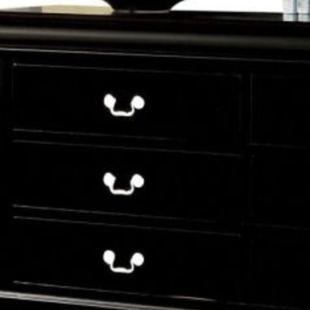 60" Black Solid and Manufactured Wood Six Drawer Double Dresser