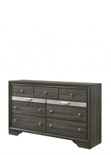 63" Gray Solid and Manufactured Wood Nine Drawer Triple Dresser