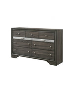 63" Gray Solid and Manufactured Wood Nine Drawer Triple Dresser