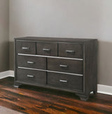 58" Gray Solid and Manufactured Wood Seven Drawer Triple Dresser