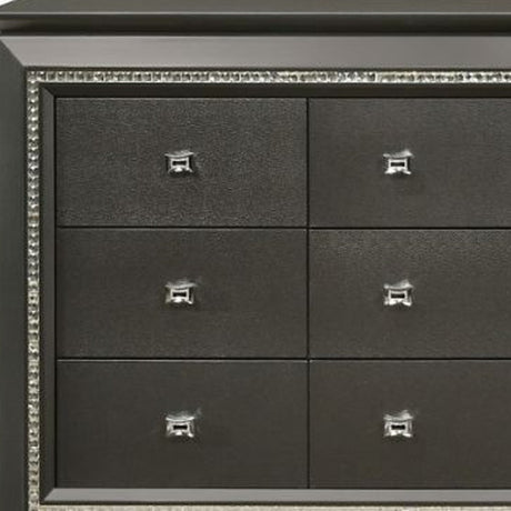 66" Gray Solid and Manufactured Wood Nine Drawer Triple Dresser