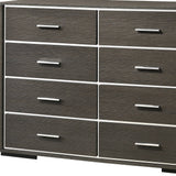 57" Gray Solid and Manufactured Wood Eight Drawer Double Dresser